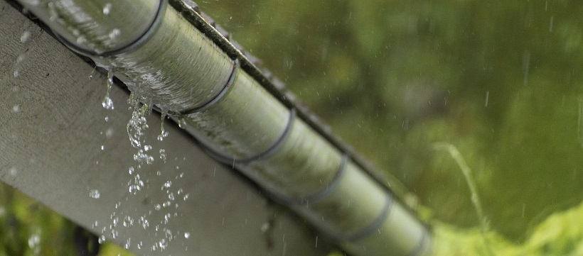 rain filled gutter during rainy season