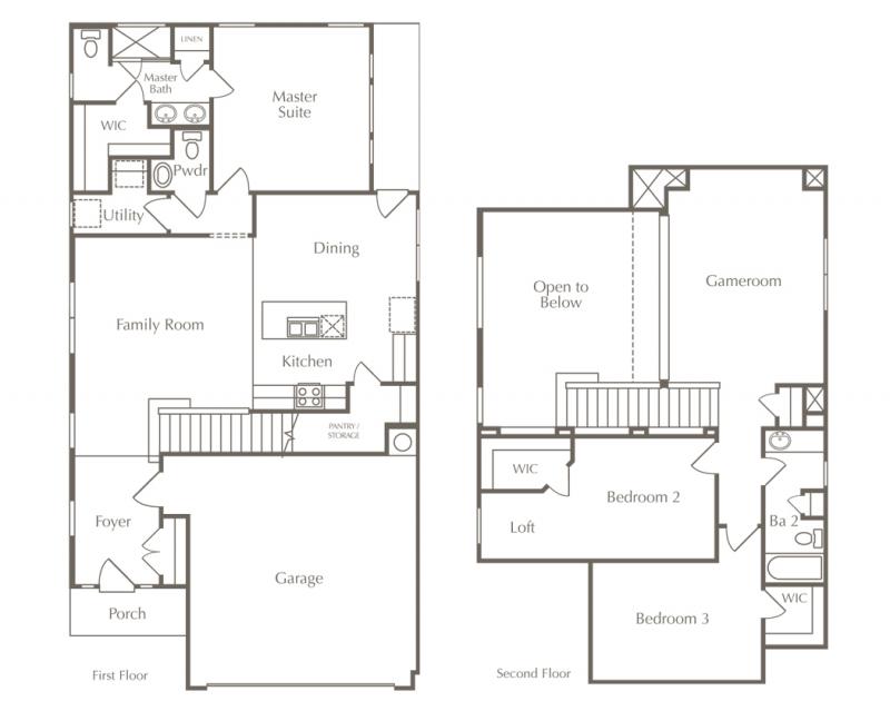 A two-story home floor plan in Austin, Texas.