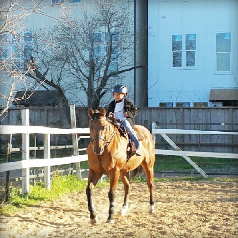 Young person riding horse in Hope, Healing, and Hooves organization.