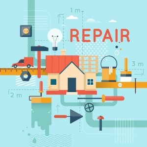 Home repair often involves interior and exterior maintenance.