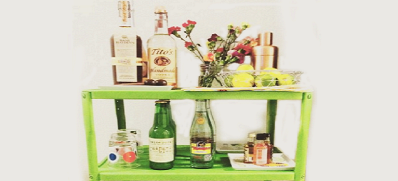 Bar cart at a housewarming party