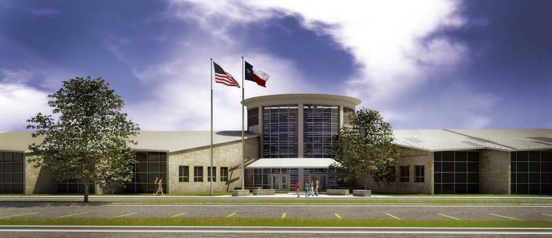 New front entrance of one of the best schools in Lake Travis, Lake Travis Middle School