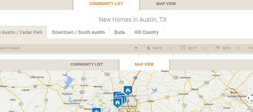 A regional list and interactive map to improve the Austin home search