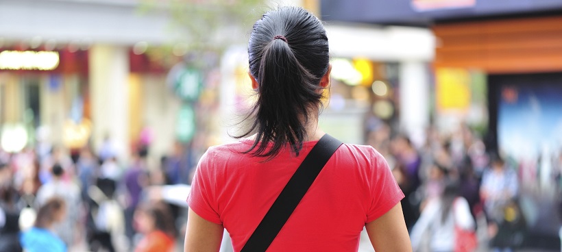 Girl walking aimlessly as freshman at SXSW