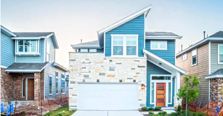 South Austin homes with unique stone and siding. 