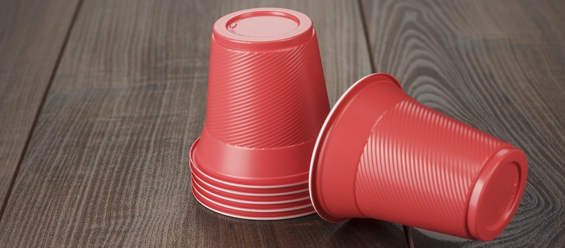 Red solo cup stack for a game-day party at home.