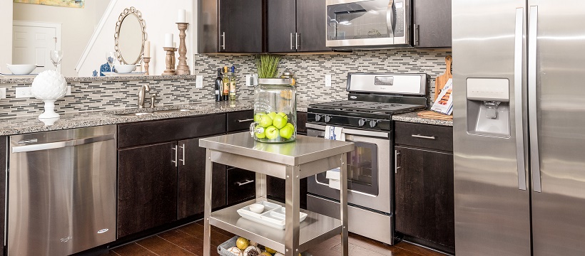 Stainless steel kitchen as a new home feature in Austin, Texas