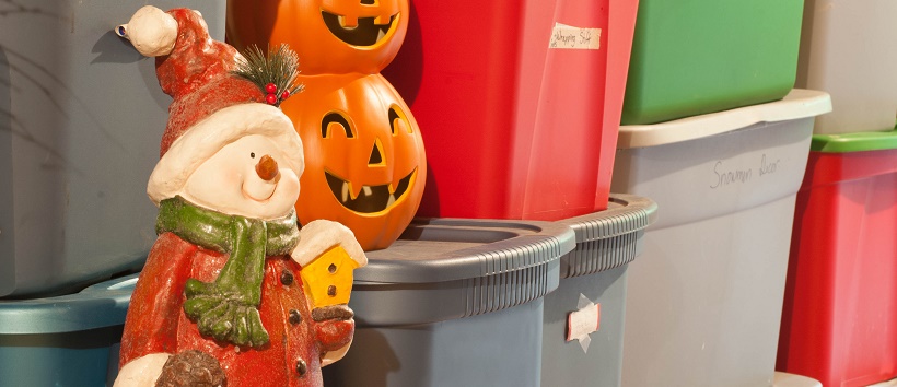 Plastic bins for holiday storage