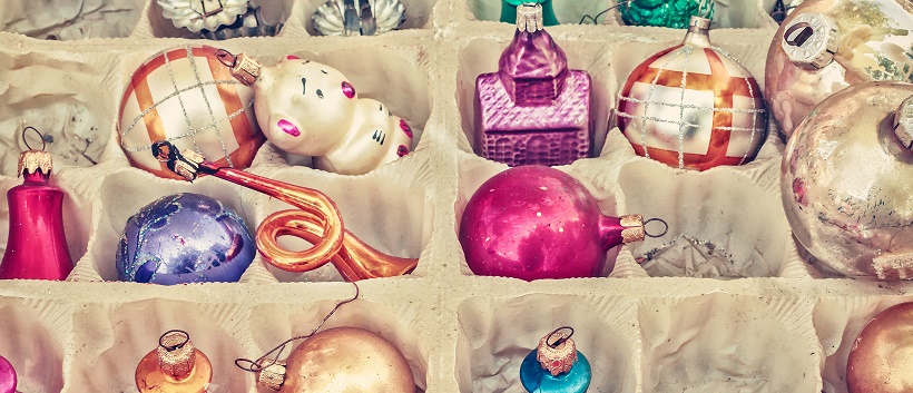 Egg carton organizing ornaments for holiday storage