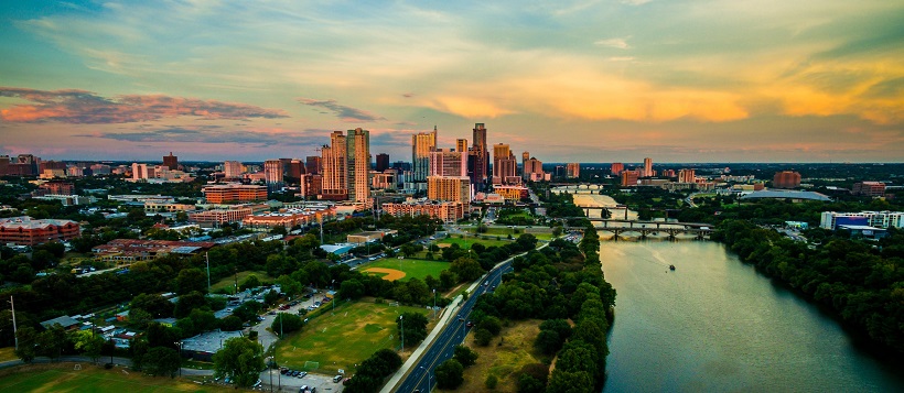 Sunset view of the greater Austin, Texas population and city.