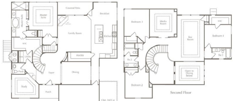 The drawing of the Lantana floor plan which is a part of Cedar Park real estate.