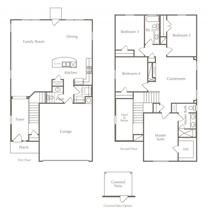 Drawing of The Meadows at Shadow Creek’s Harmony floor plan as an example of affordable house prices in Austin.