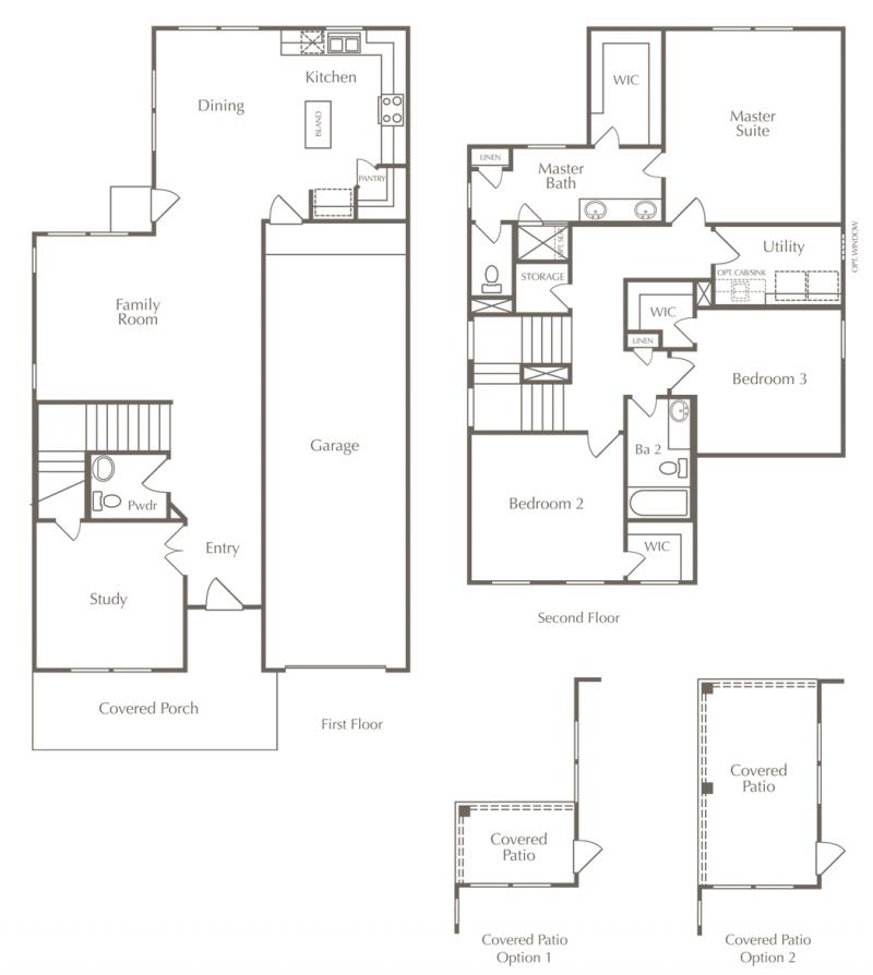 A floor plan drawing of the Danbury layout for one of the new homes for sale in Leander, Texas