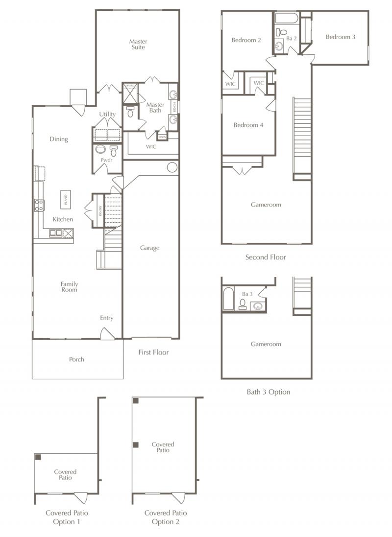 A floor plan drawing of the Carlisle layout for one of the new homes for sale in Leander, Texas