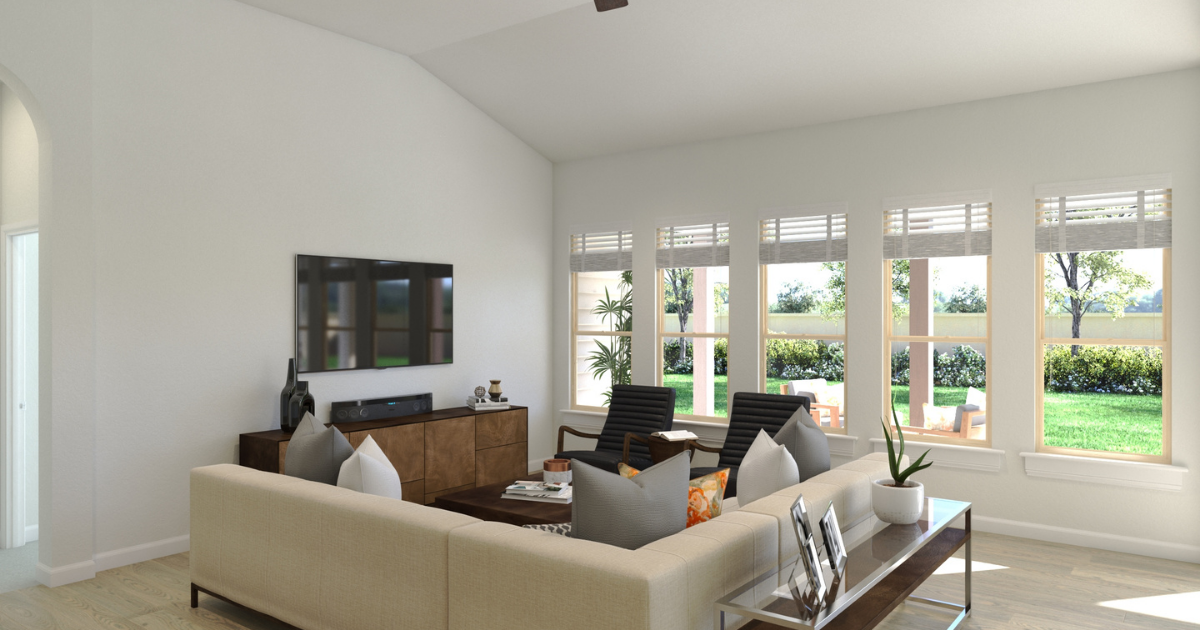 open floor plan living room